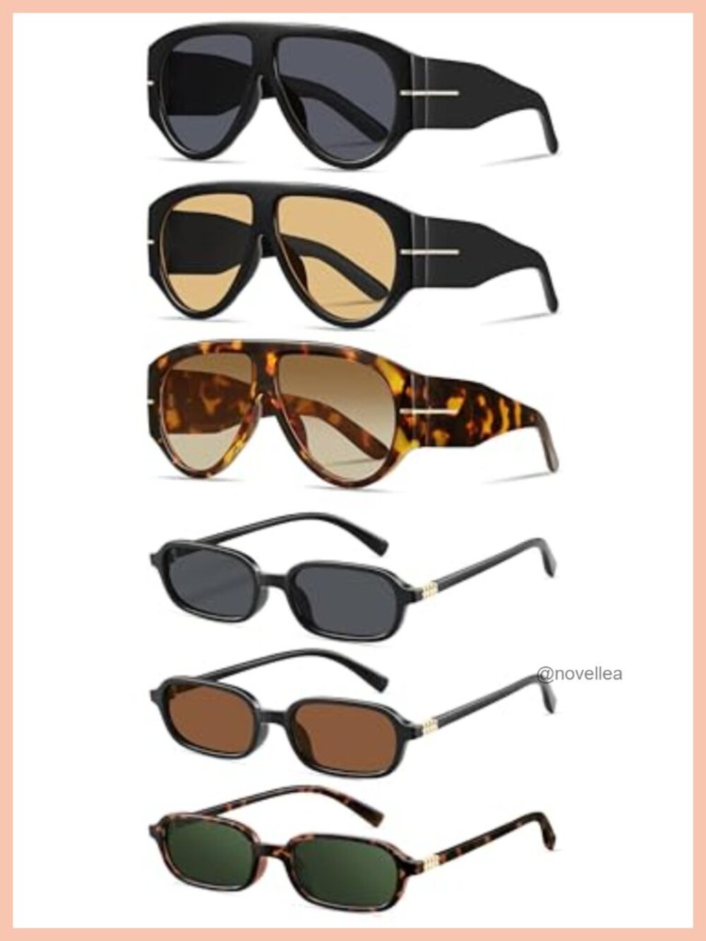 Oversized Retro Aviator Sunglasses Rectangle Square Frame UV Protection